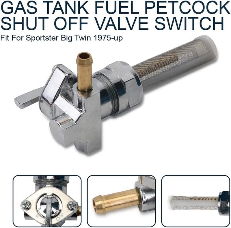 JSMANCAVE 62167-81 Fuel Vavle Petcock Shut Off Gas Tank Switch Fits For Harley-Davidson Sportster 1200 1000 883 Dyna Big Twin Electra Glide Heritage Softail Springer Low Rider Tour Glide 1975-2006 - Image 3